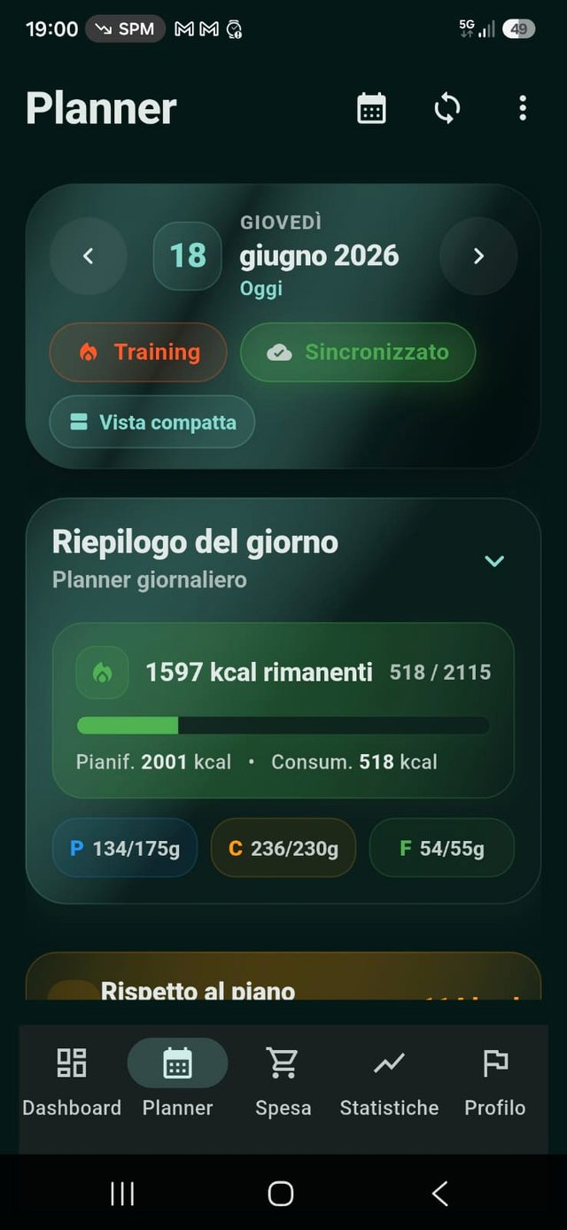 Screenshot Planner giornaliero NutriAxIA