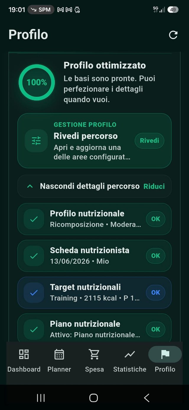 Screenshot Profilo ottimizzato NutriAxIA
